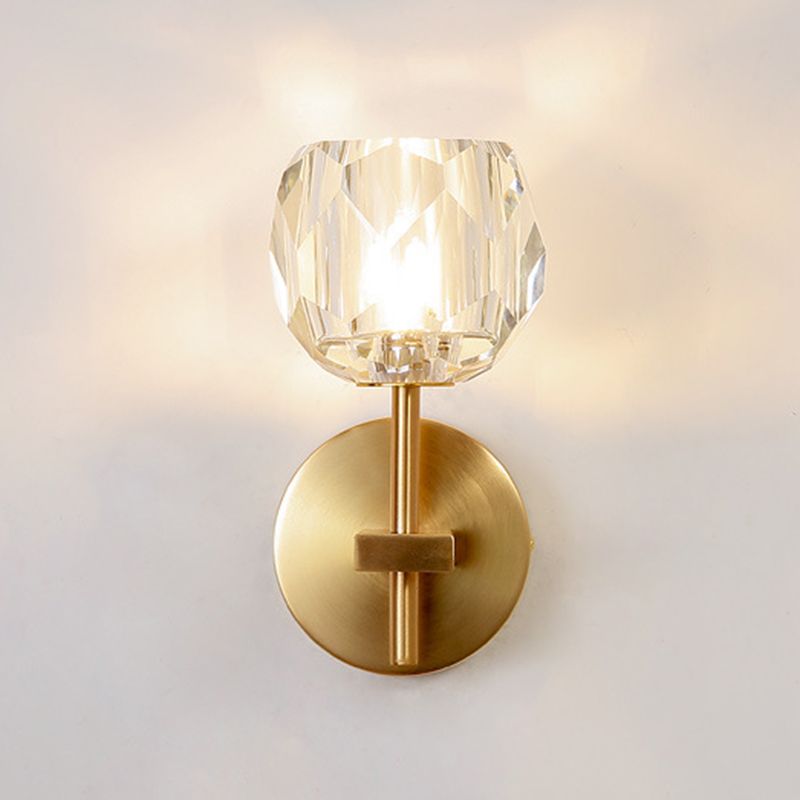Mid-Century Armed Wall Lighting Ideas 1 Light Wall Sconces with Crystal Shade