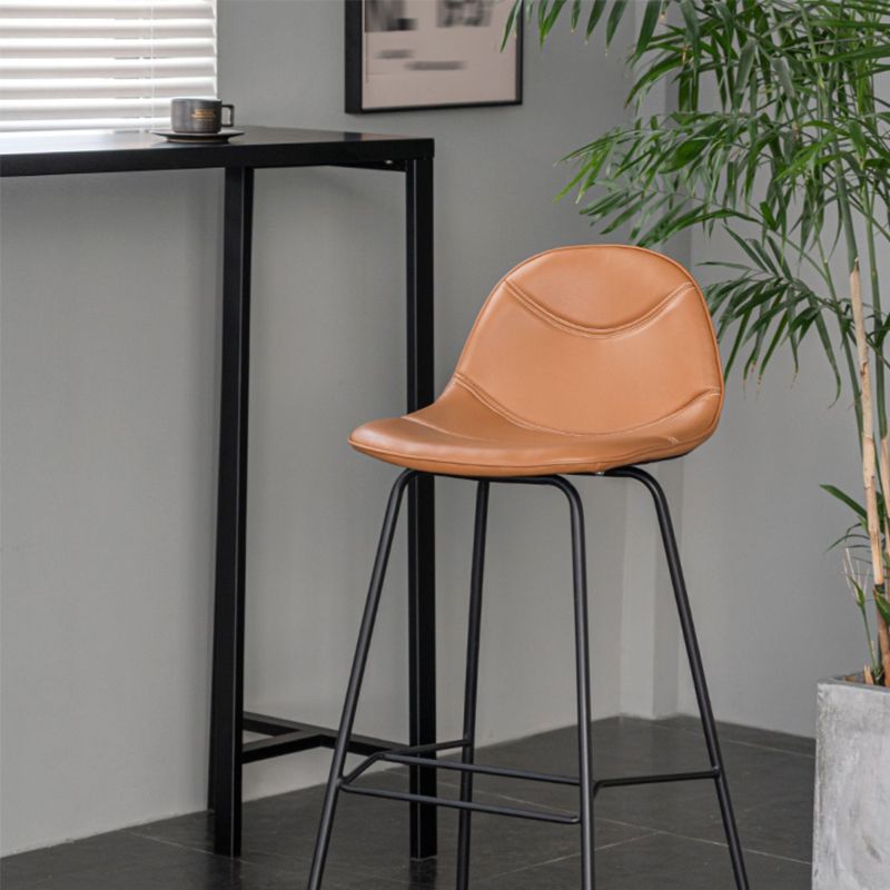Scandinavian Style Metal Barstool Faux Leather Counter Stool with 4 Legs