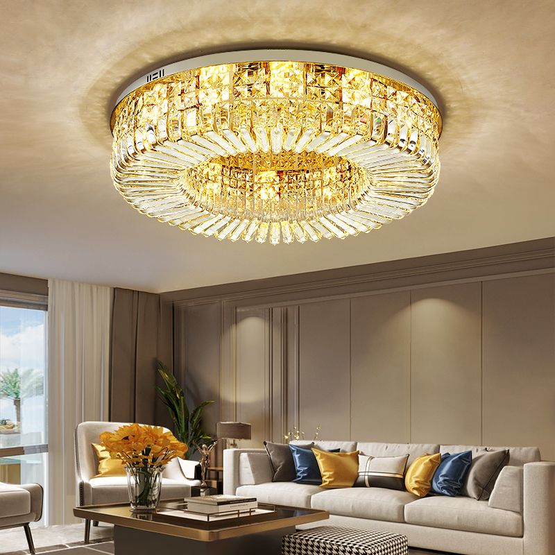 Modernism Flush Mount Lamp Round Ceiling Lighting with Crystal for Bedroom