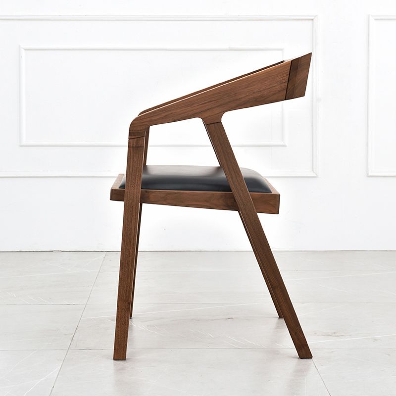 Contemporary Upholstered Arm Chair Home Walnut Wood Dining Chair