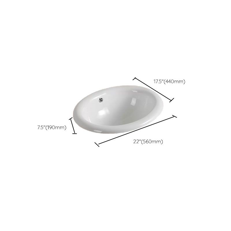 Contemporary Bathroom Sink with Pop-Up Drain Porcelain Oval-Shape Undermount Bathroom Sink