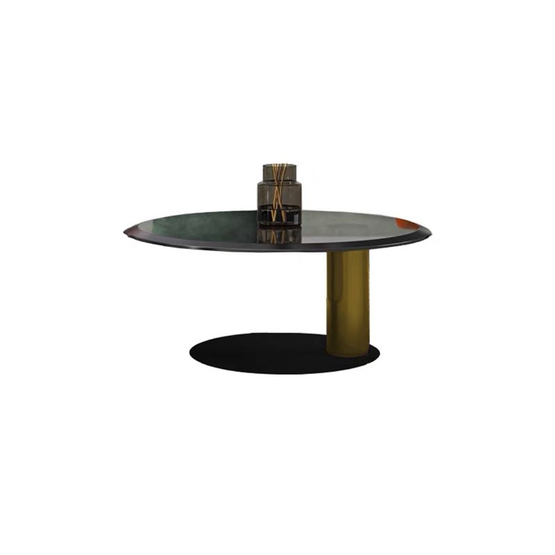 Modern Style Tempered Glass Table Top Stainless Steel Base Round Coffee Table