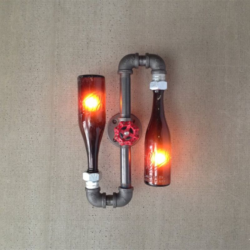 Black Industrial Style Sconce Light Fixtures Wrought Iron Wall Lamp Sconce for Bar