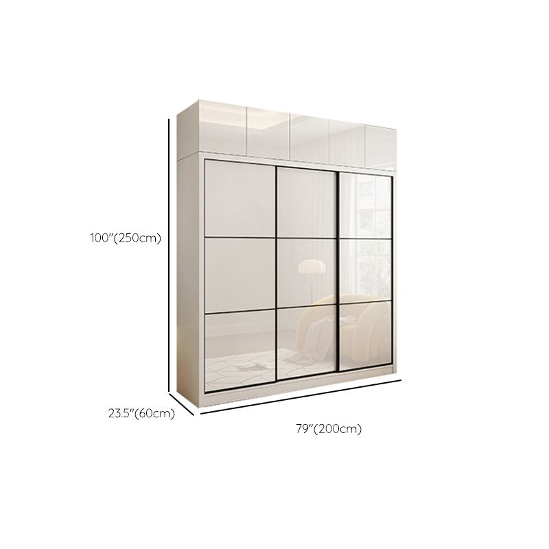 Sliding Wardrobe Closet with Shelves White Wooden Wardrobe Armoire