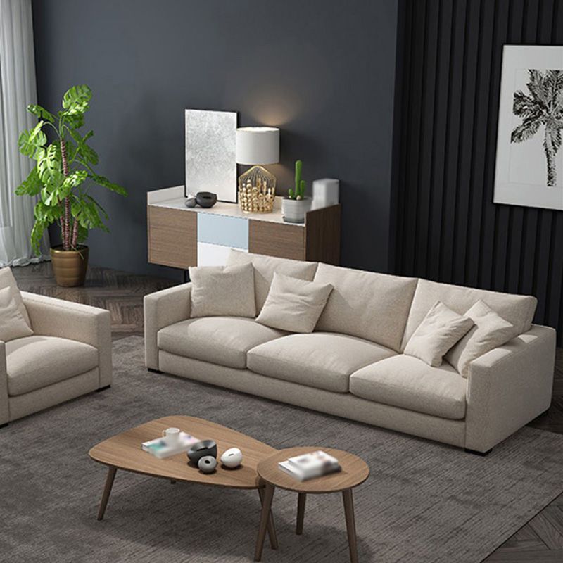 Sponge/latex Seat Filling Imitation Leather & Cotton & Linen Upholstered Rectangular Sofa