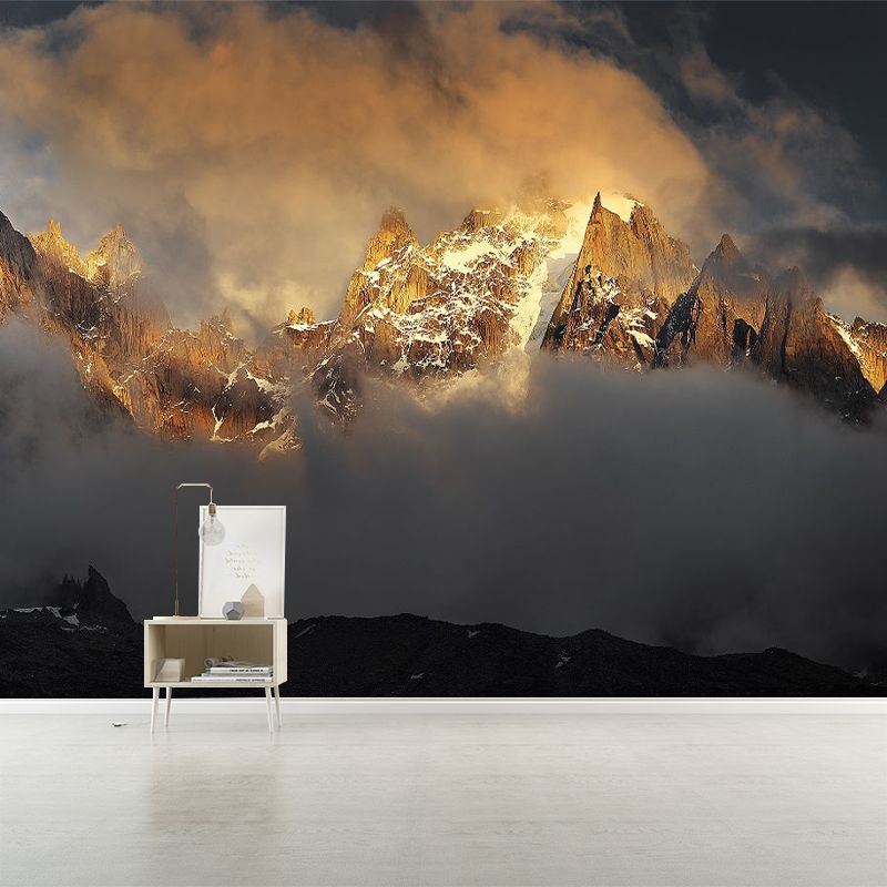 Photography Smoggy Mountains Mural Huge Wall Covering for Accent Wall, Made to Measure