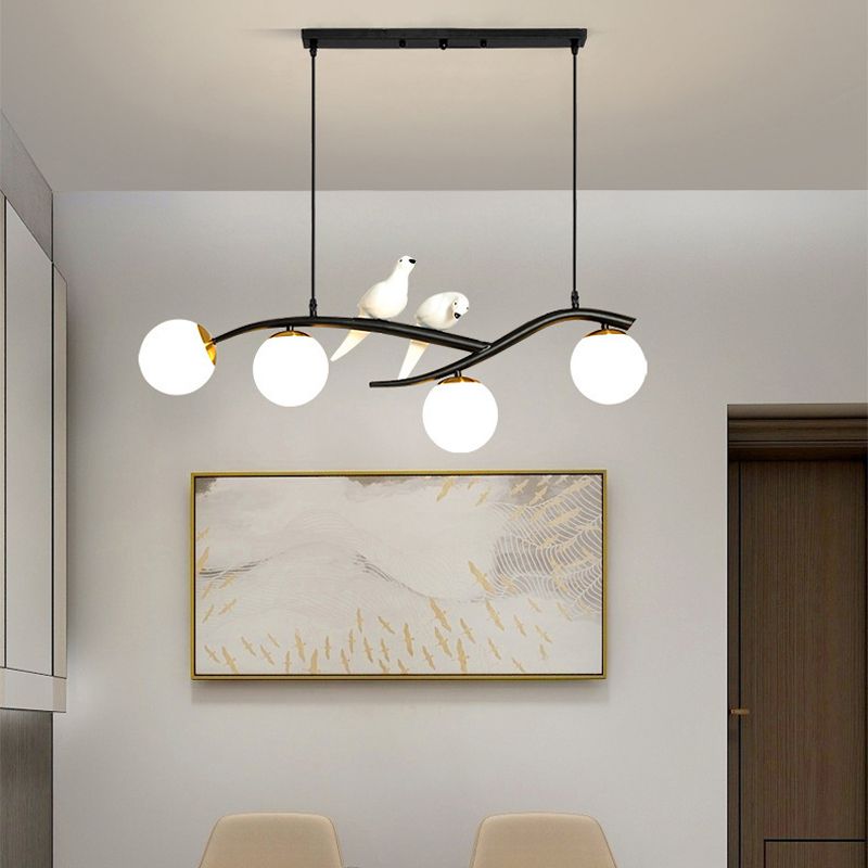 Glass Globe Shaded Ceiling Light Industrial Metal Kitchen Island Lighting