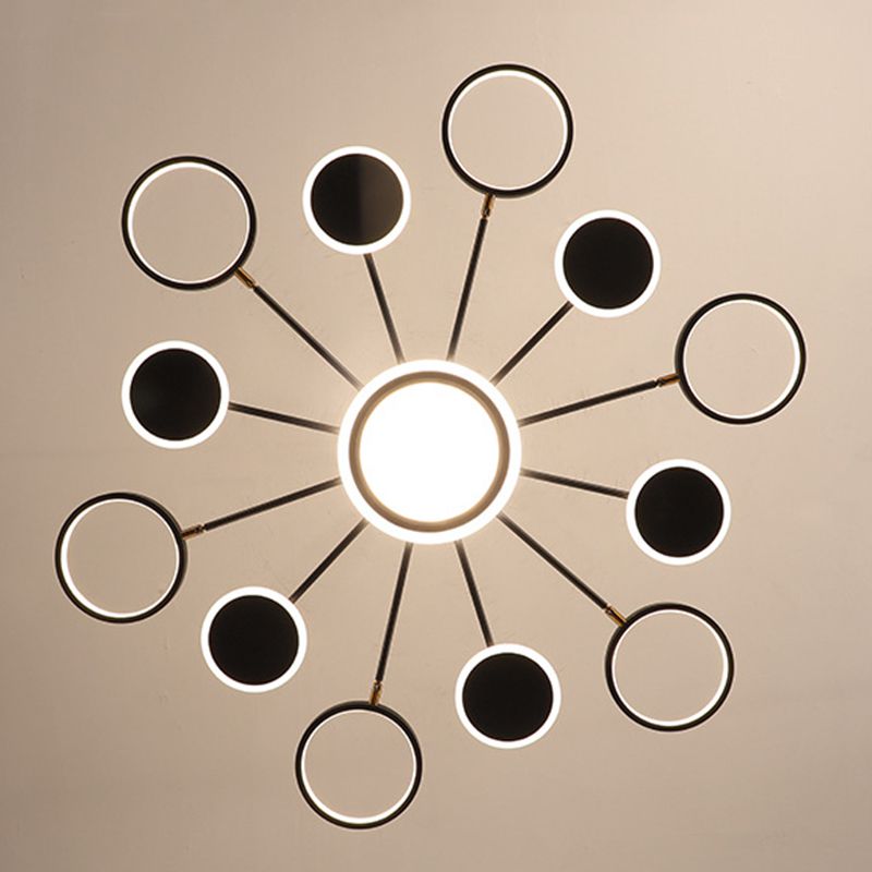 Nordic Style LED Hanging Light Fixture Circles Hanging Chandelier with Metal Shade