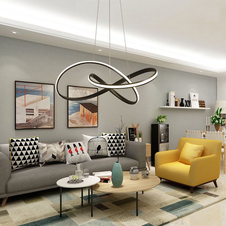 Twiting soggiorno a sospensione a sospensione in metallo kit di luce a led a led in stile nordico