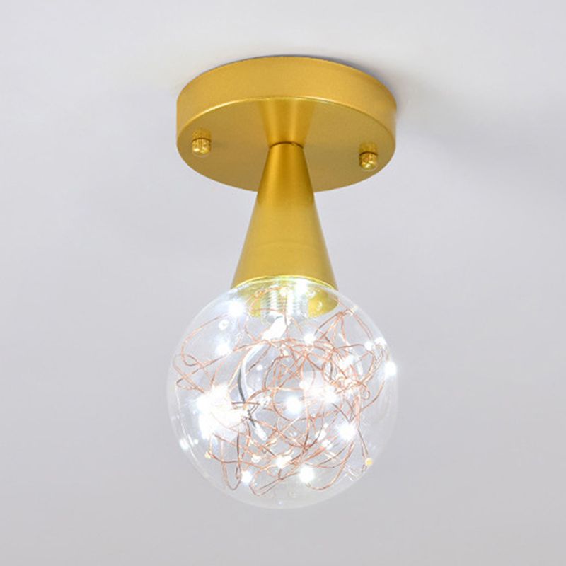 Modern Gold Ceiling Lighting Glass Semi Flush Mount for Hallway