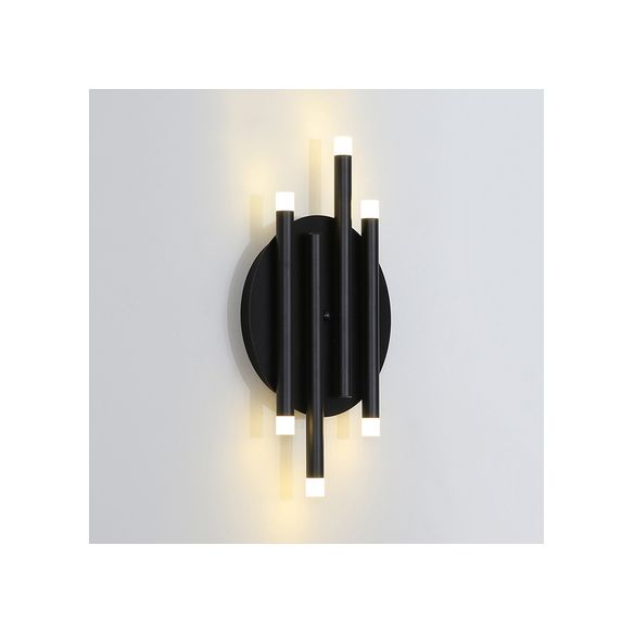 Semplice luce da parete nera con piastra rotonda a 6 luci lampada da parete in metallo per corridoio