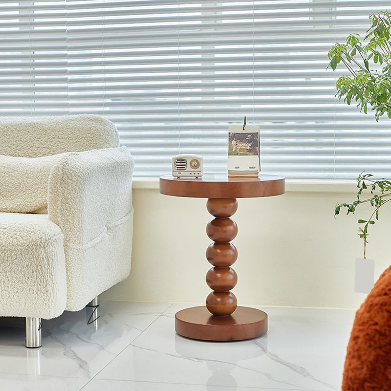 Contemporary End Table Solid Wood Pedestal Round Living Room Side Table