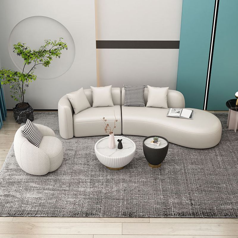 Contemporary Curved Seating Tight Back Tuxedo Arm Sofa for Living Room