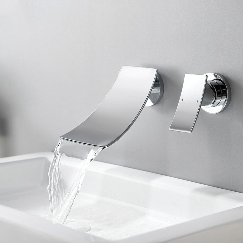 Waterfall Spout Bathroom Faucet Single Handle Wall Mounted Faucet