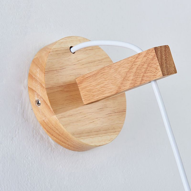 Modern Style Cylinder Shape Wall Light Wood 1 Light Sconces for Bedroom
