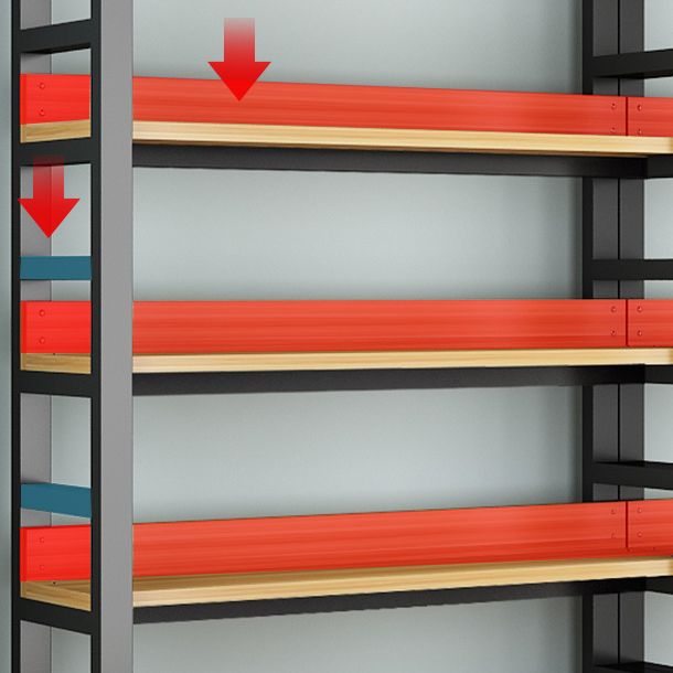 Modern Style Bookshelf Black Frame and Wood Bookcase for Office