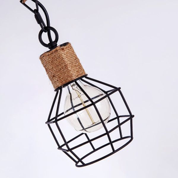 Characteristic Style Hemp Rope LED Hanging Island Pendant Light for Dining Room Bar Clothing Store