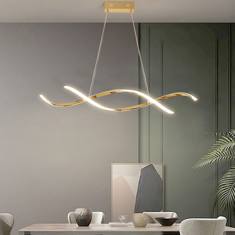 Strip Shape Island Lamp Modern LED Island Hanging Light with Silica Gel Shade for Bedroom