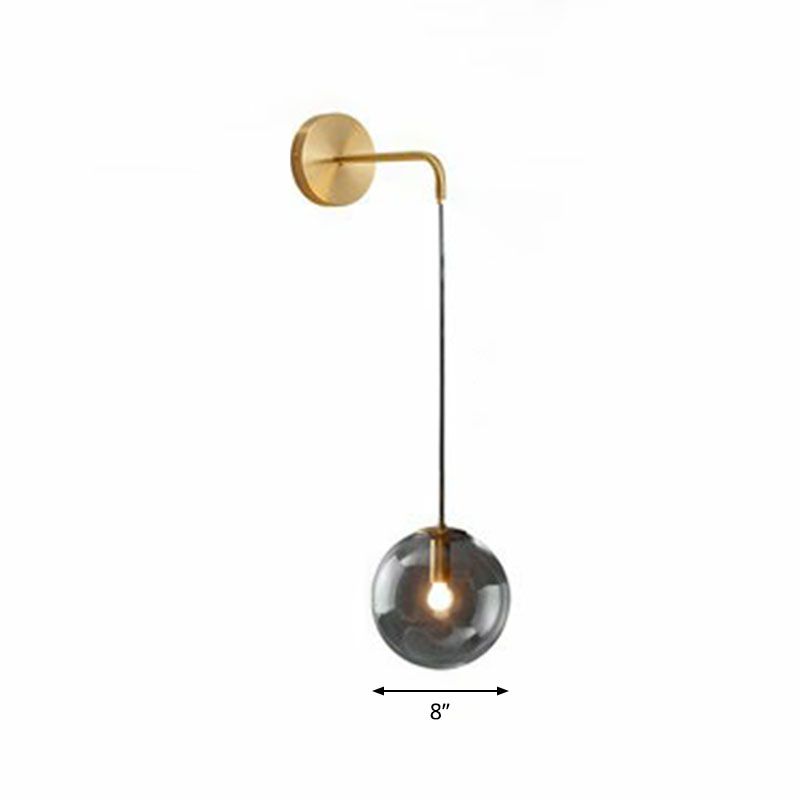 Glass Spherical Wall Sconce Light Simple Single Bulb Wall Hanging Lighting for Living Room