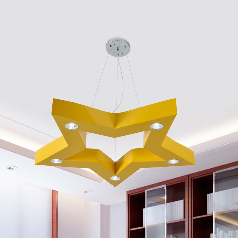Plafond en étoile à cinq points en acrylique Carmelier macaron jaune / bleu / vert suspension