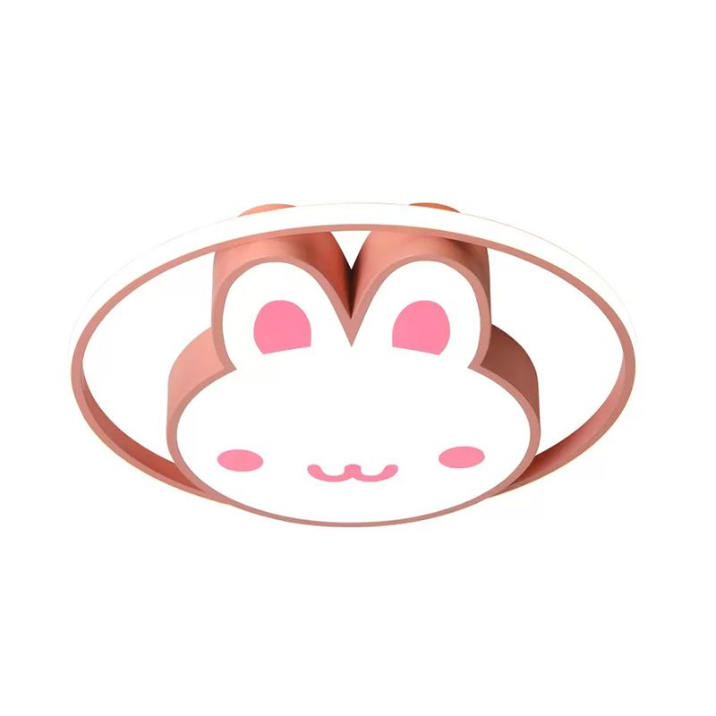 Rosa Kaninchen Decke Licht Cartoon LED Acryl Flush montiert Licht mit Halo Ring für Mädchen Zimmer