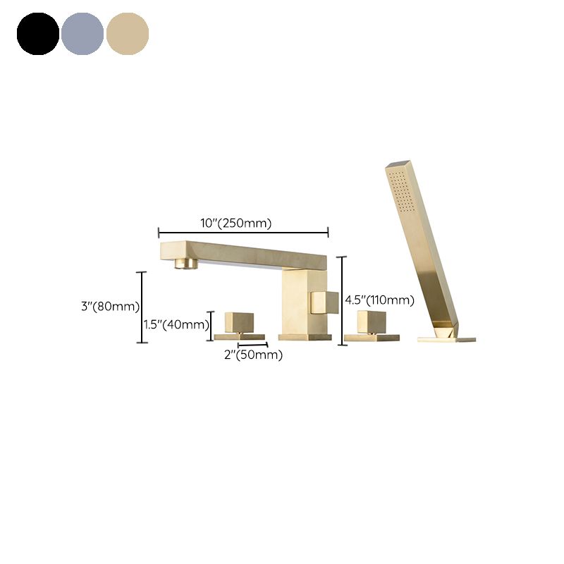 Modern Deck Mounted Low Arc Roman Tub Faucet Copper Roman Tub Faucet Set
