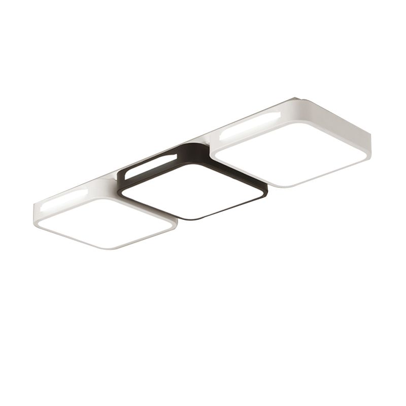 LED Modern Metal Flush Mount Square Shape Ceiling Lamp with Acrylic Shade for Living Room