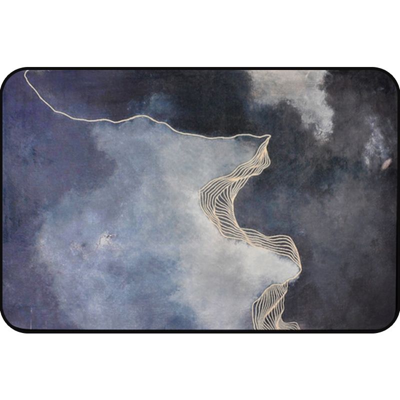 Dark Grey Modernist Rug Polyester Abstract Rug Pet Friendly Machine Washable Anti-Slip Backing Carpet for Decoration