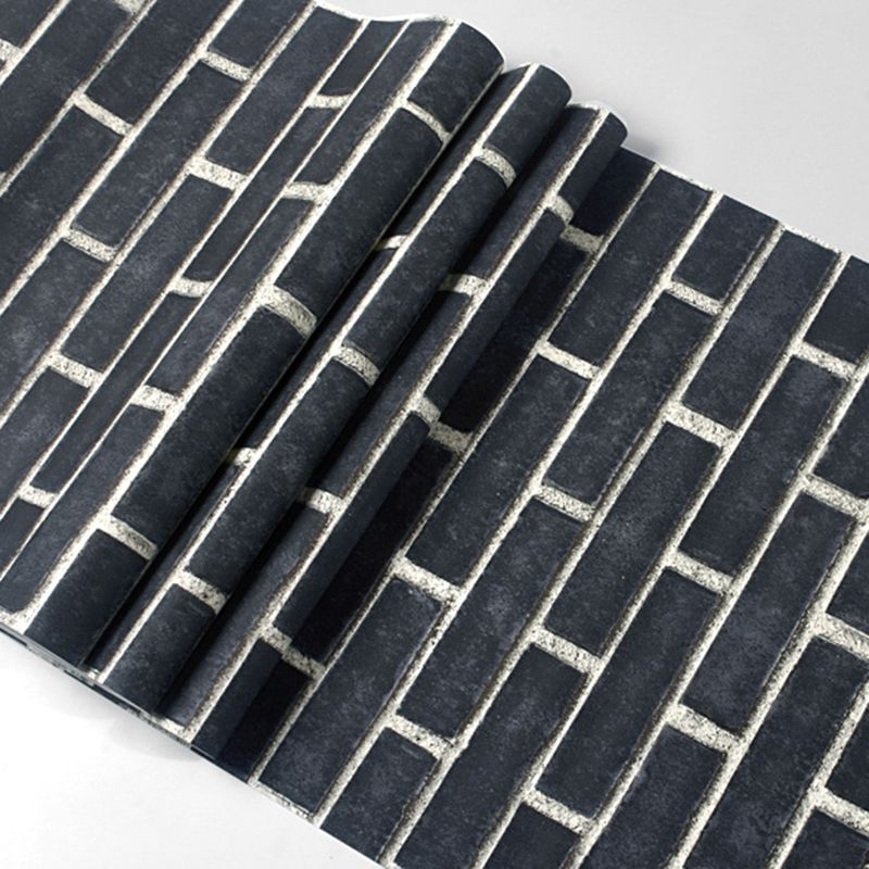 Brick Effect Wallpaper Roll Dark Color Industrial Style Wall Covering for Accent Wall