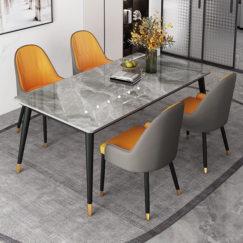Gray Sintered Stone Dining Table Traditional Luxury Dining Table with 4 Legs