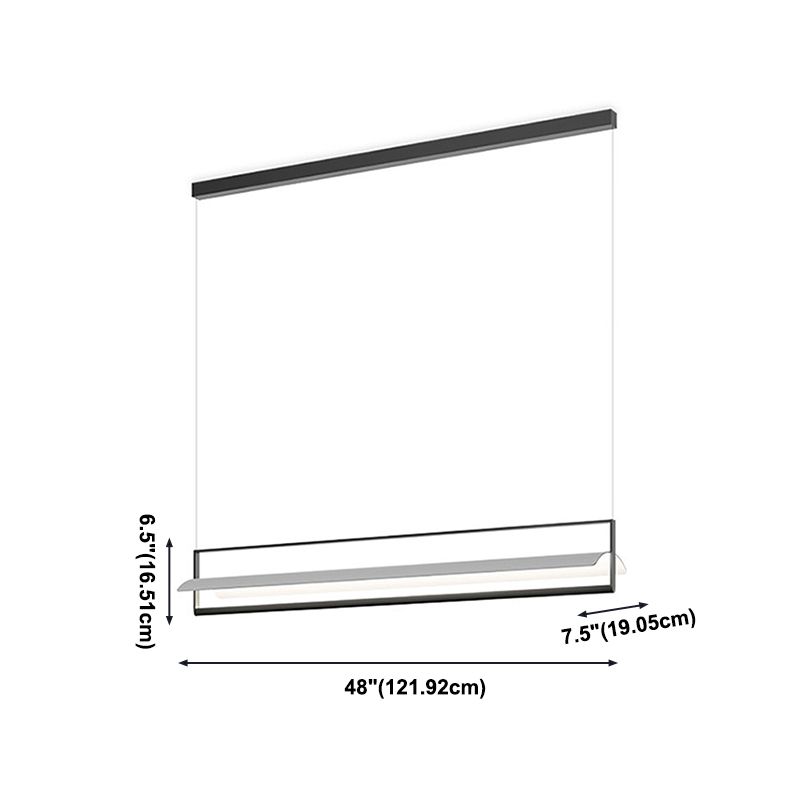 Linear Metallic Island Light Fixture Modernism LED Black Hanging Lamp Kit for Dining Room