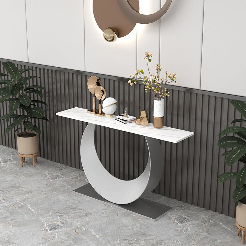 Glam Stone Console Accent Table Rectangle End Table for Hall