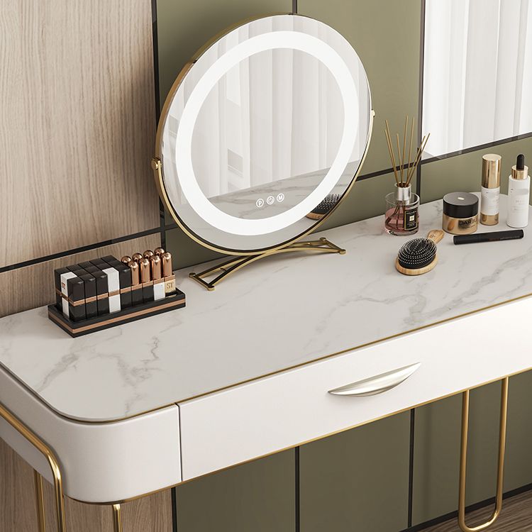 Slate Top Vanity Dressing Table Set Glam Wooden Makeup Vanity Set