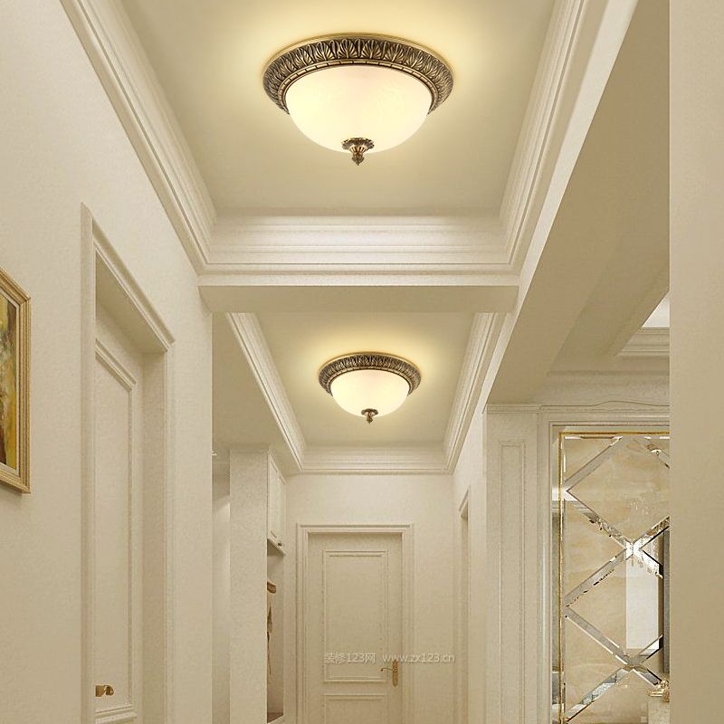 Traditional Flush Mount Light White Glass Shade Ceiling Lamp for Coffee Shop