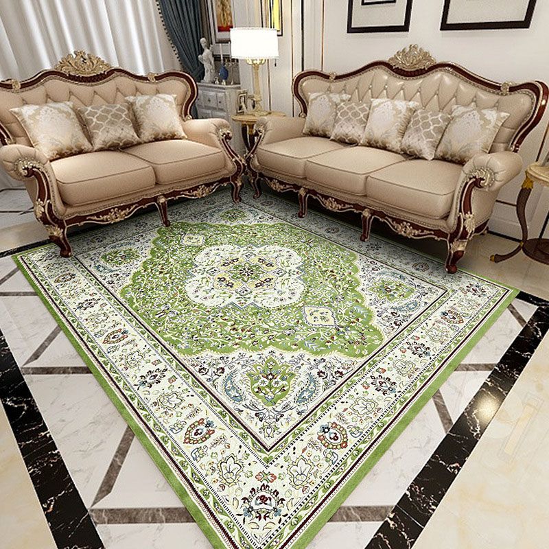 Vintage Medaillon Print Teppich Waschbarer Teppich Polyester Fleckenfestem Teppich für Wohnkultur