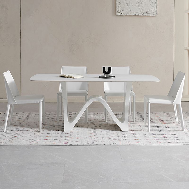 White Modern Dining Table Set 1/5/7 Pieces Dinette Set for Dining Room