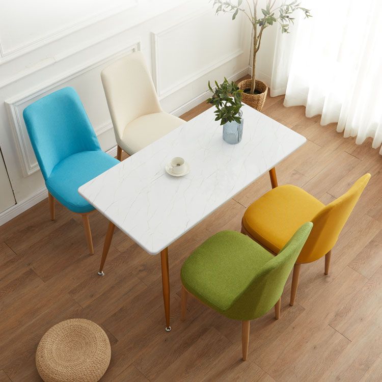 Silla de comedor moderna para interiores y exteriores, silla con respaldo sólido acolchado sin brazos de metal