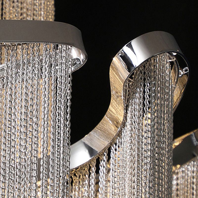 Aluminum Tassel Tiered Pendant Lamp Contemporary Chandelier Light Fixture