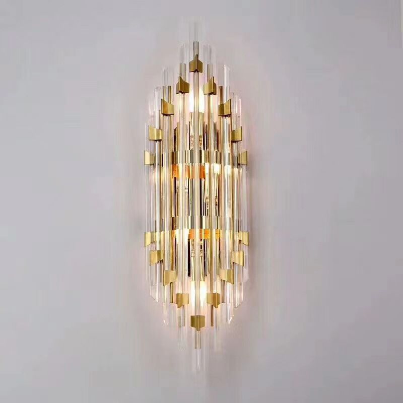 Clear Crystal 2 - Light Wall Sconce in Gold Metal Post Modern Wall Light