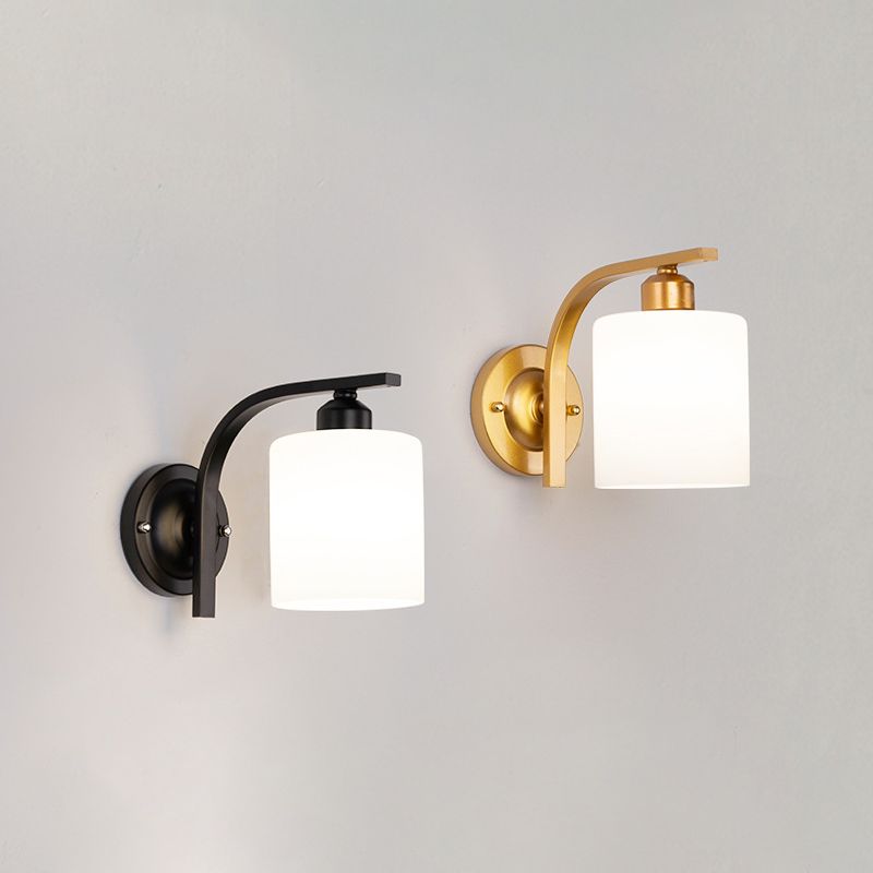 Nordic Style White Glass Sconce Light Fixtures One Head Wall Lamp for Bedroom