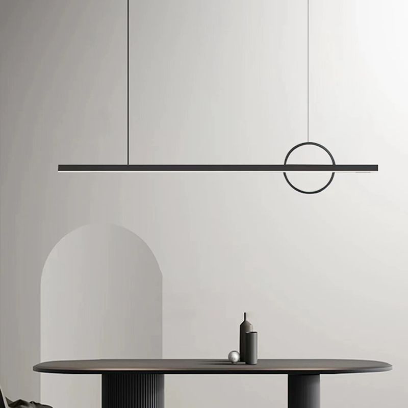 Minimalism Hanging Light Metal Island Light Fixture in Black for Dining Room