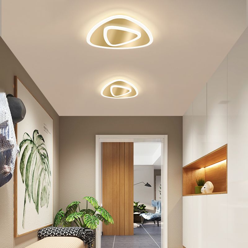 Golden Geometric Flush Ceiling Light Modern Acrylic LED Flushmount Light for Stairs