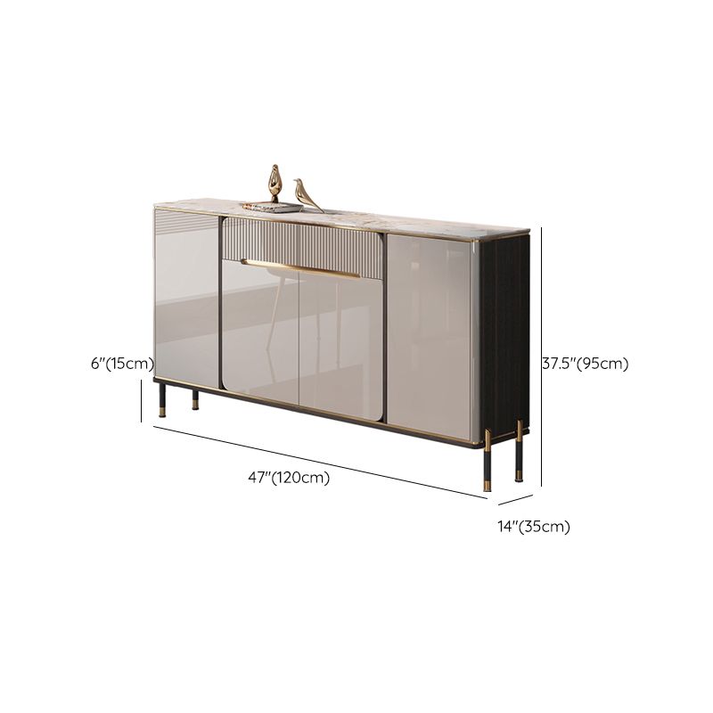 Glam Sideboard Table with Drawers Stone and Engineered Wood Dining Server