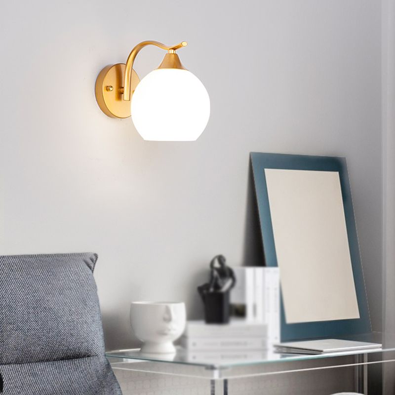 Bedroom Nordic Simple Sconce Light Fixtures 1 Bulb Glass Sphere Wall Mounted Lighting