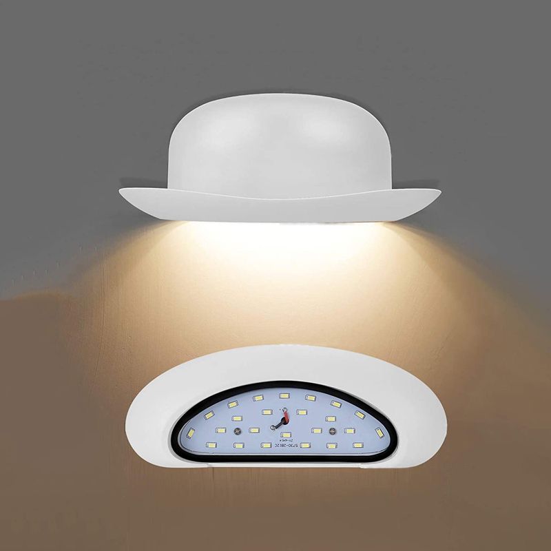 Hat Shape Wall Lamp Modern Style Metal 1 Light Wall Light in White/Black