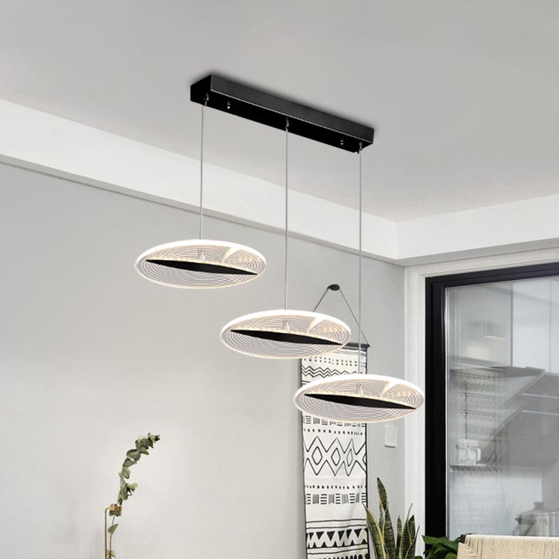 Disque multi-pendentif minimaliste acrylique 3 têtes salle à manger plafond le plafond plafond s'accompagnement en blanc / noir / or