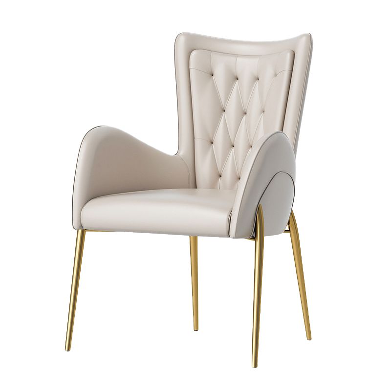 Upholstered Dining Arm Chair High Back Dining Chair with Gold Legs