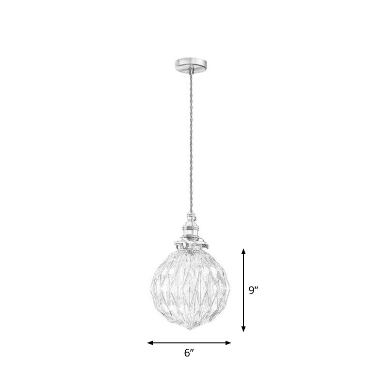 Clear Glass Globe Ceiling Light Industrial Single Restaurant Hanging Pendant Light