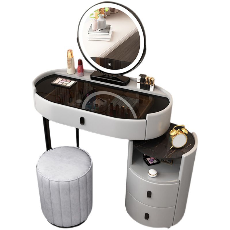 3 Drawers Glam Makeup Vanity Desk with Glass Top Makeup Vanity