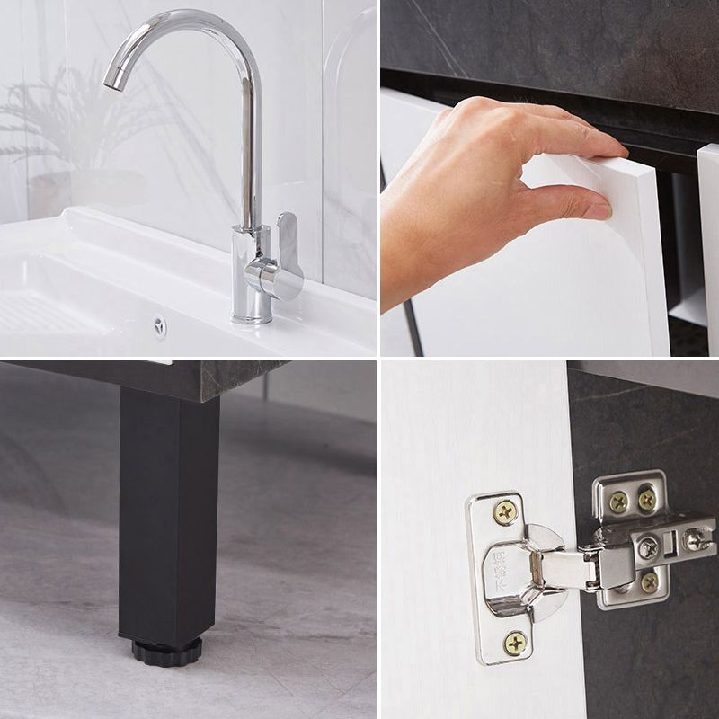 Single Sink Vanity Set Freestanding Rectangle 2 Doors Wood Bath Vanity